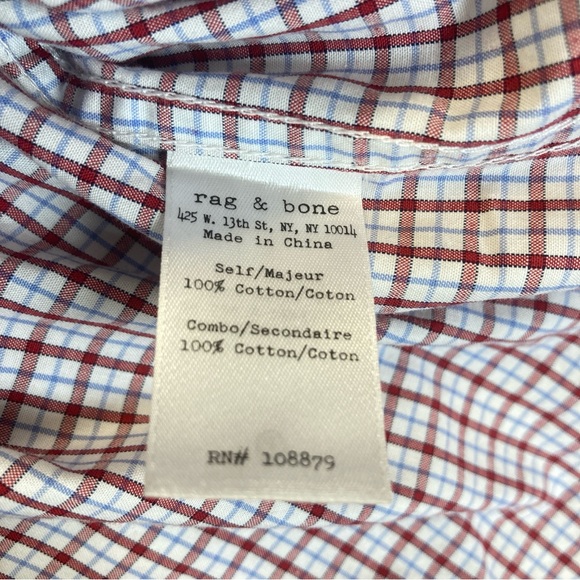 rag & bone Tailored Workwear Button Down Shirt Men's Small Cotton Red White - Picture 11 of 13